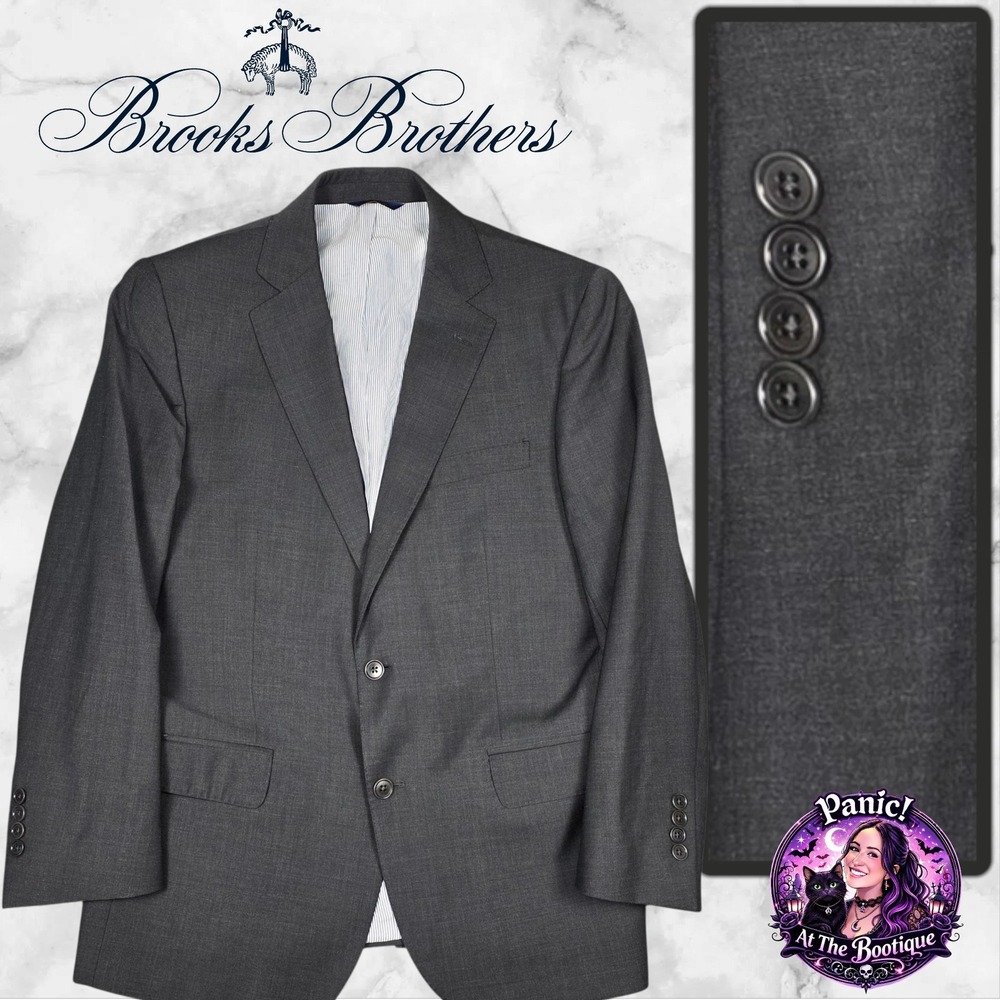 Brooks Brothers Explorer Regent Fit Suit Jacket Mens 41R Wool Charcoal Blazer